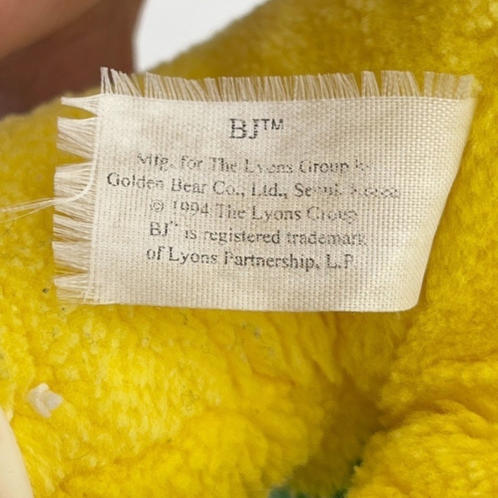 Vintage 1994 Barney & Friends BJ The Dinosaur Yellow Soft Plush Stuffed Toy 9" - Picture 6 of 8